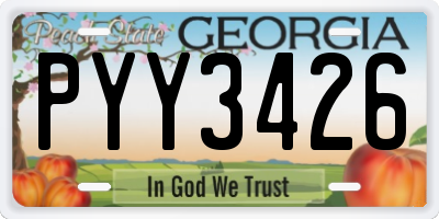 GA license plate PYY3426