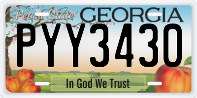 GA license plate PYY3430