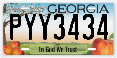 GA license plate PYY3434