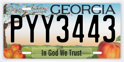 GA license plate PYY3443