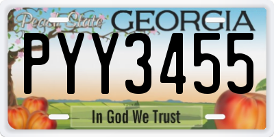 GA license plate PYY3455