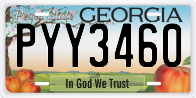 GA license plate PYY3460