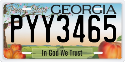 GA license plate PYY3465