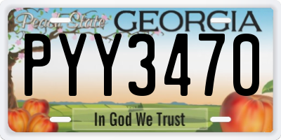 GA license plate PYY3470