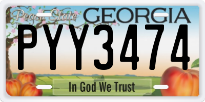 GA license plate PYY3474