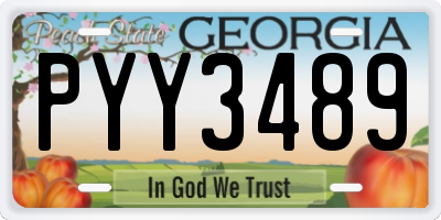 GA license plate PYY3489