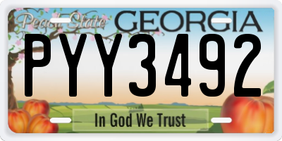GA license plate PYY3492