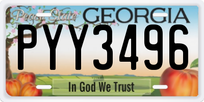 GA license plate PYY3496