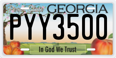 GA license plate PYY3500