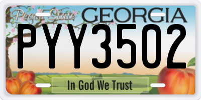 GA license plate PYY3502