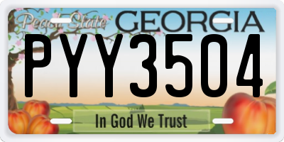GA license plate PYY3504