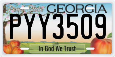 GA license plate PYY3509