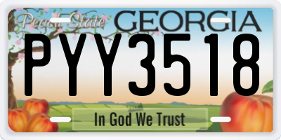 GA license plate PYY3518
