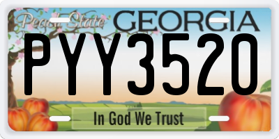 GA license plate PYY3520