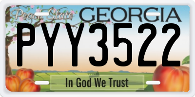 GA license plate PYY3522