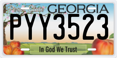 GA license plate PYY3523