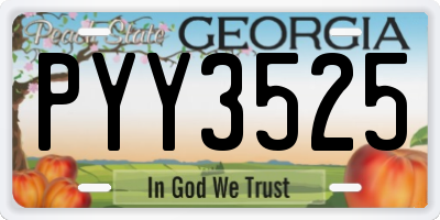 GA license plate PYY3525