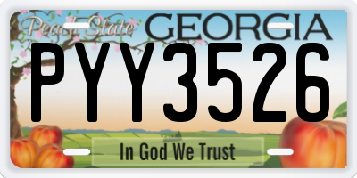 GA license plate PYY3526