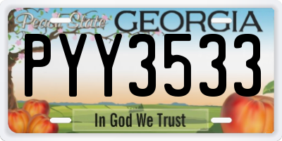 GA license plate PYY3533