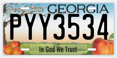 GA license plate PYY3534