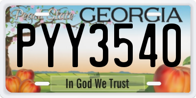 GA license plate PYY3540