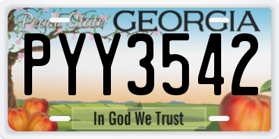GA license plate PYY3542