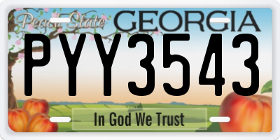 GA license plate PYY3543