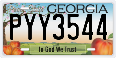 GA license plate PYY3544