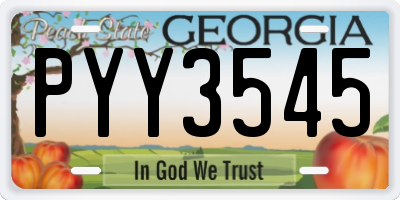 GA license plate PYY3545