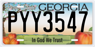 GA license plate PYY3547