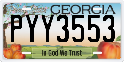 GA license plate PYY3553