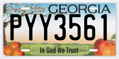 GA license plate PYY3561