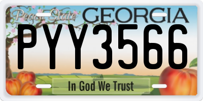 GA license plate PYY3566