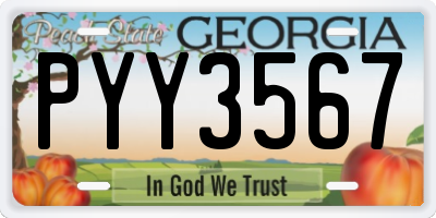 GA license plate PYY3567