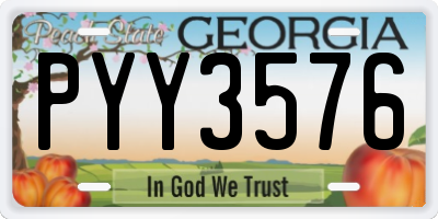 GA license plate PYY3576
