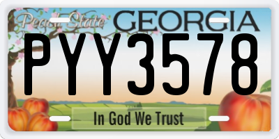 GA license plate PYY3578