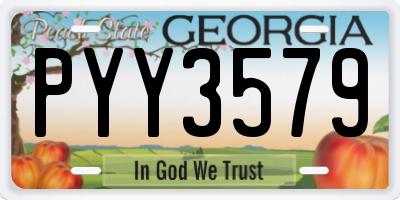 GA license plate PYY3579