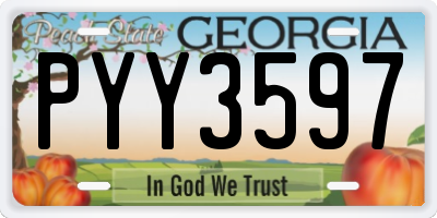 GA license plate PYY3597