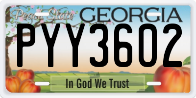 GA license plate PYY3602