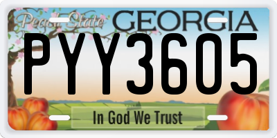 GA license plate PYY3605