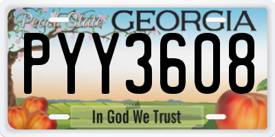 GA license plate PYY3608