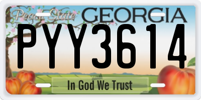 GA license plate PYY3614
