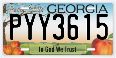 GA license plate PYY3615