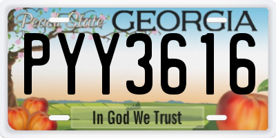GA license plate PYY3616