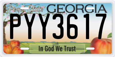 GA license plate PYY3617