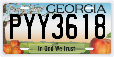 GA license plate PYY3618