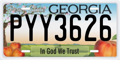 GA license plate PYY3626