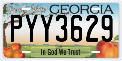 GA license plate PYY3629