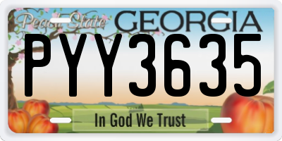 GA license plate PYY3635
