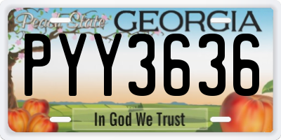 GA license plate PYY3636